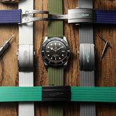 400 CTS Italian Rubber Divers Reversible Watch Strap - Dark Blue - Brushed / Polished