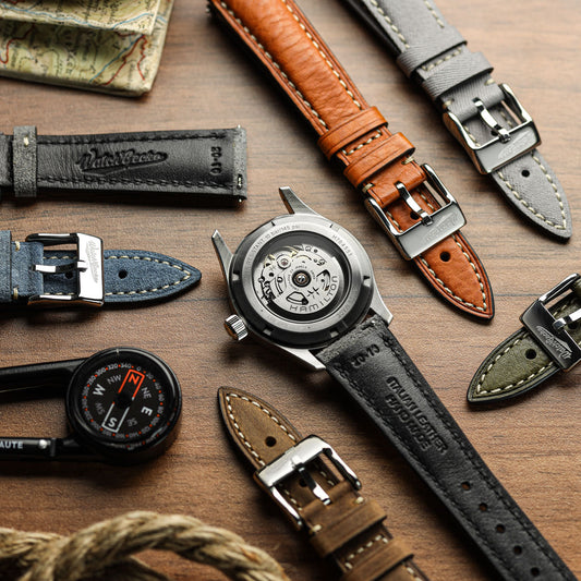 Original Highley Padded Denim Italian Leather Watch Strap - Black