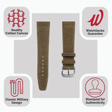 WatchGecko Handmade Two-Piece Canvas Watch Strap - Brown