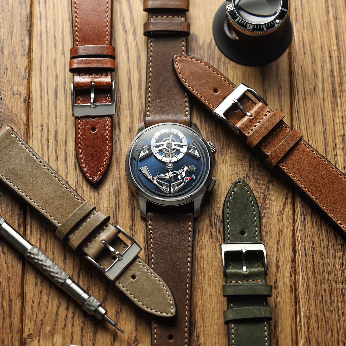 Radstock Missouri Vintage Leather Watch Strap - Black