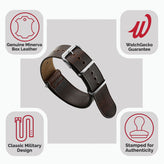 Cambridge Genuine Leather British Military Watch Strap - Reddish Brown