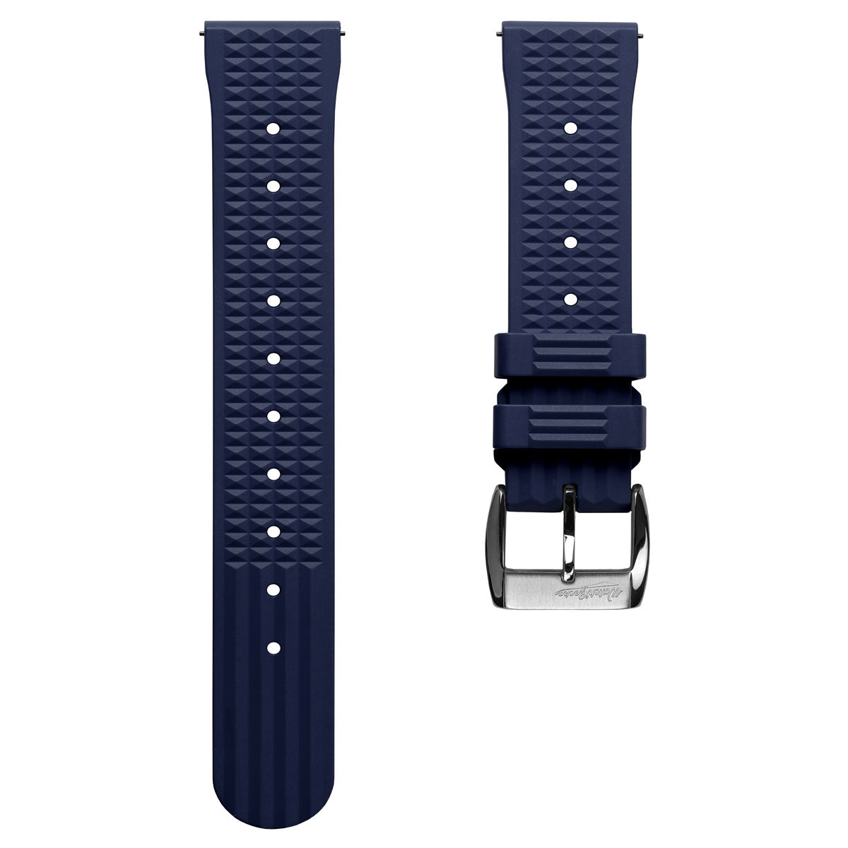 Seacroft Waffle Rubber Dive Watch Strap - Blue