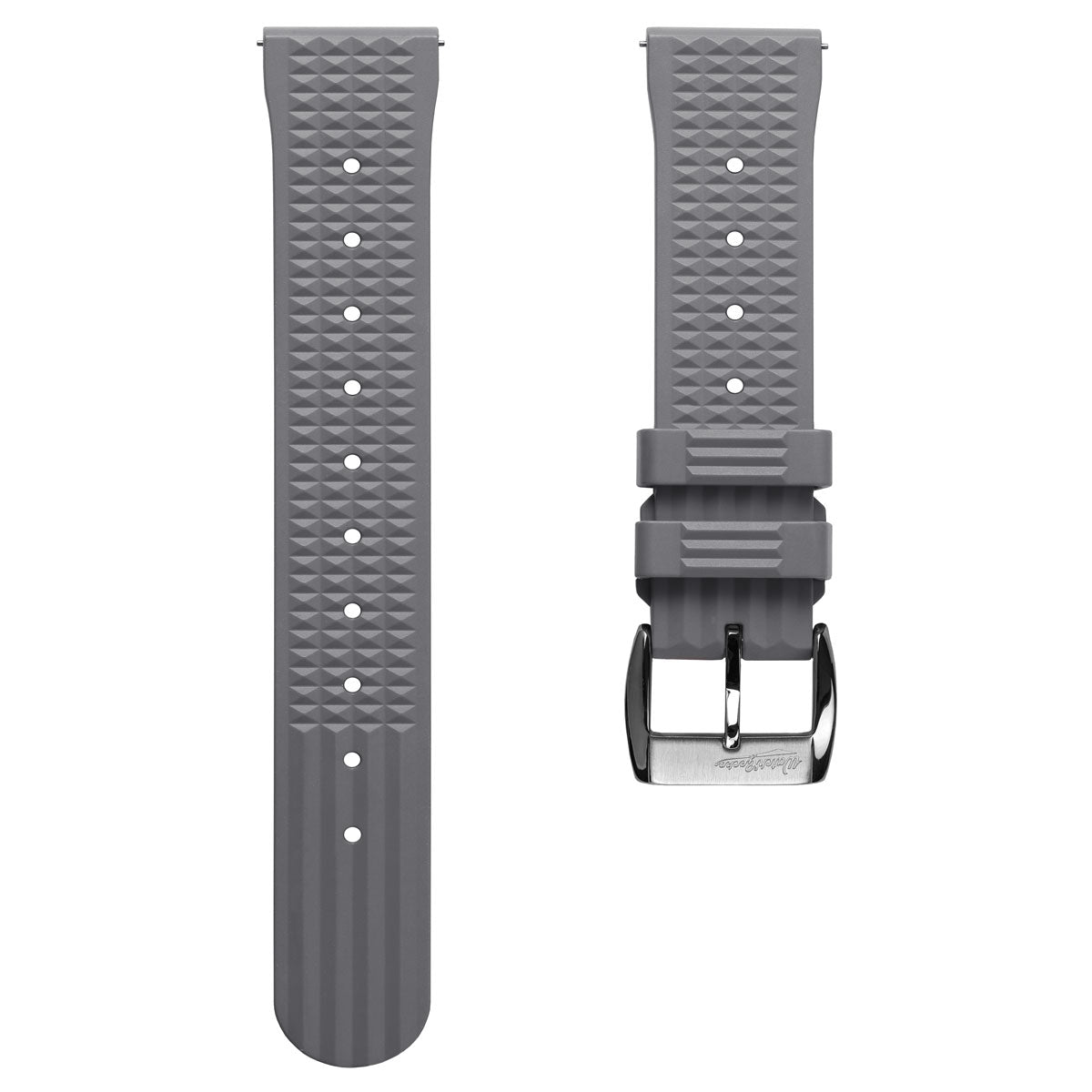 Seacroft Waffle Rubber Dive Watch Strap Grey WatchGecko