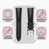 Original Vintage Highley Genuine Leather Watch Strap - Black