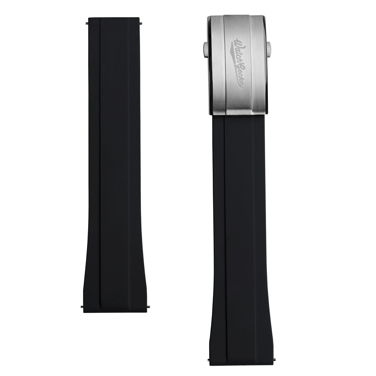 WatchGecko Sedona Rubber Deployant Watch Strap - Black
