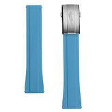 WatchGecko Sedona Rubber Deployant Watch Strap - Light Blue