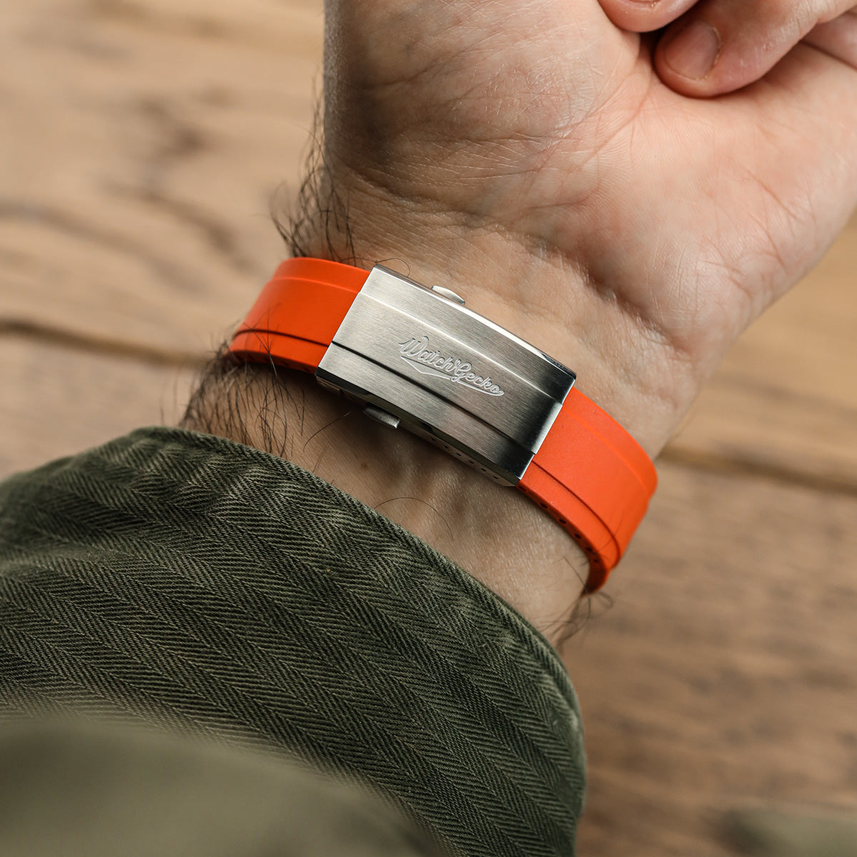 WatchGecko Sedona Rubber Deployant Watch Strap - Orange