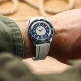 WatchGecko Sedona Rubber Deployant Watch Strap - White on C65 Aquitaine