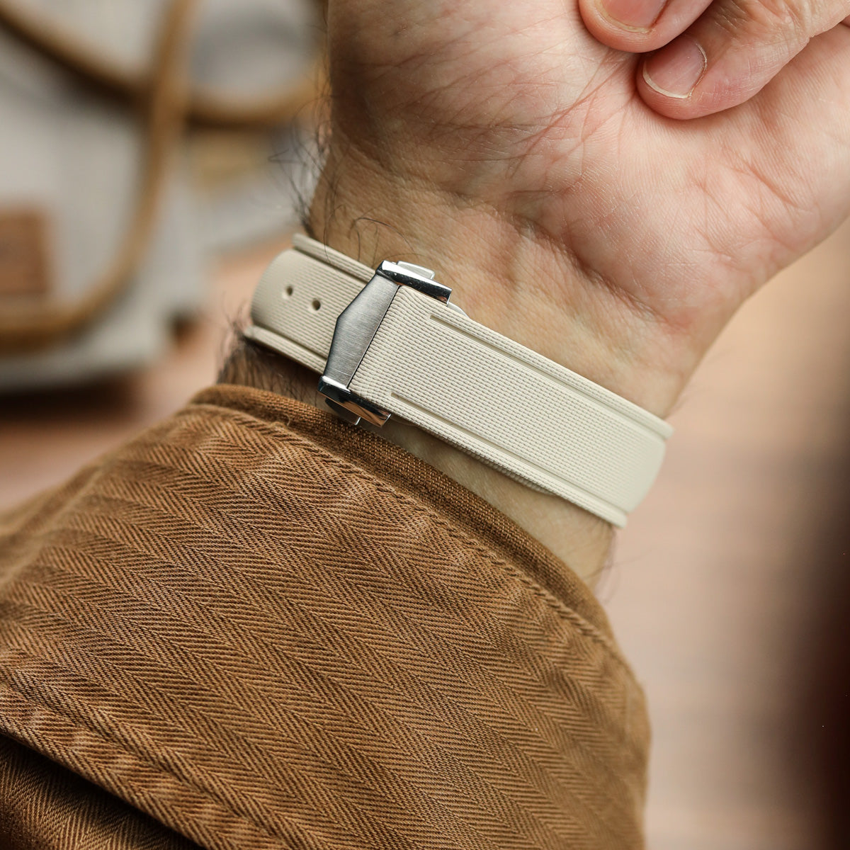 Endurance Rubber Deployant Watch Strap - Sandstone Beige