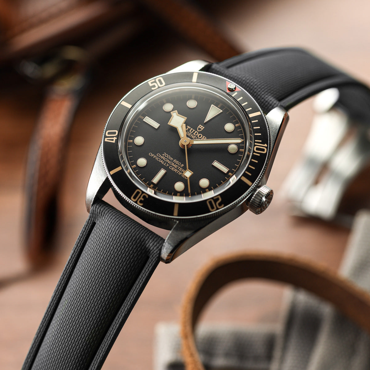 Endurance FKM Rubber - Storm Grey on Tudor Black Bay 58
