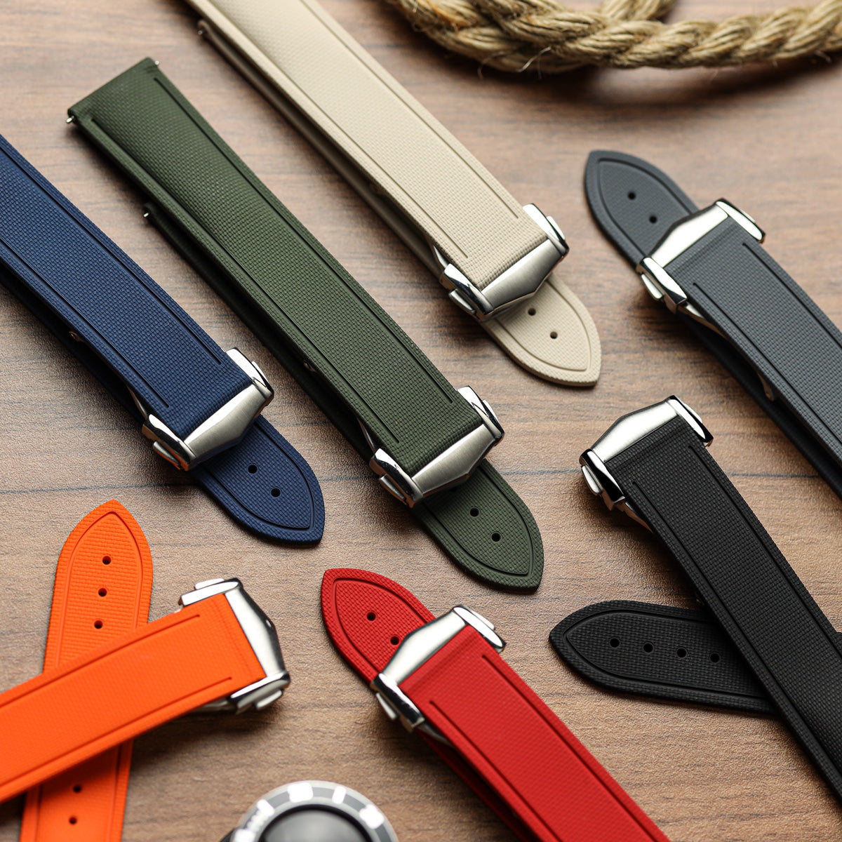 Endurance Rubber Deployant Watch Strap - Sandstone Beige