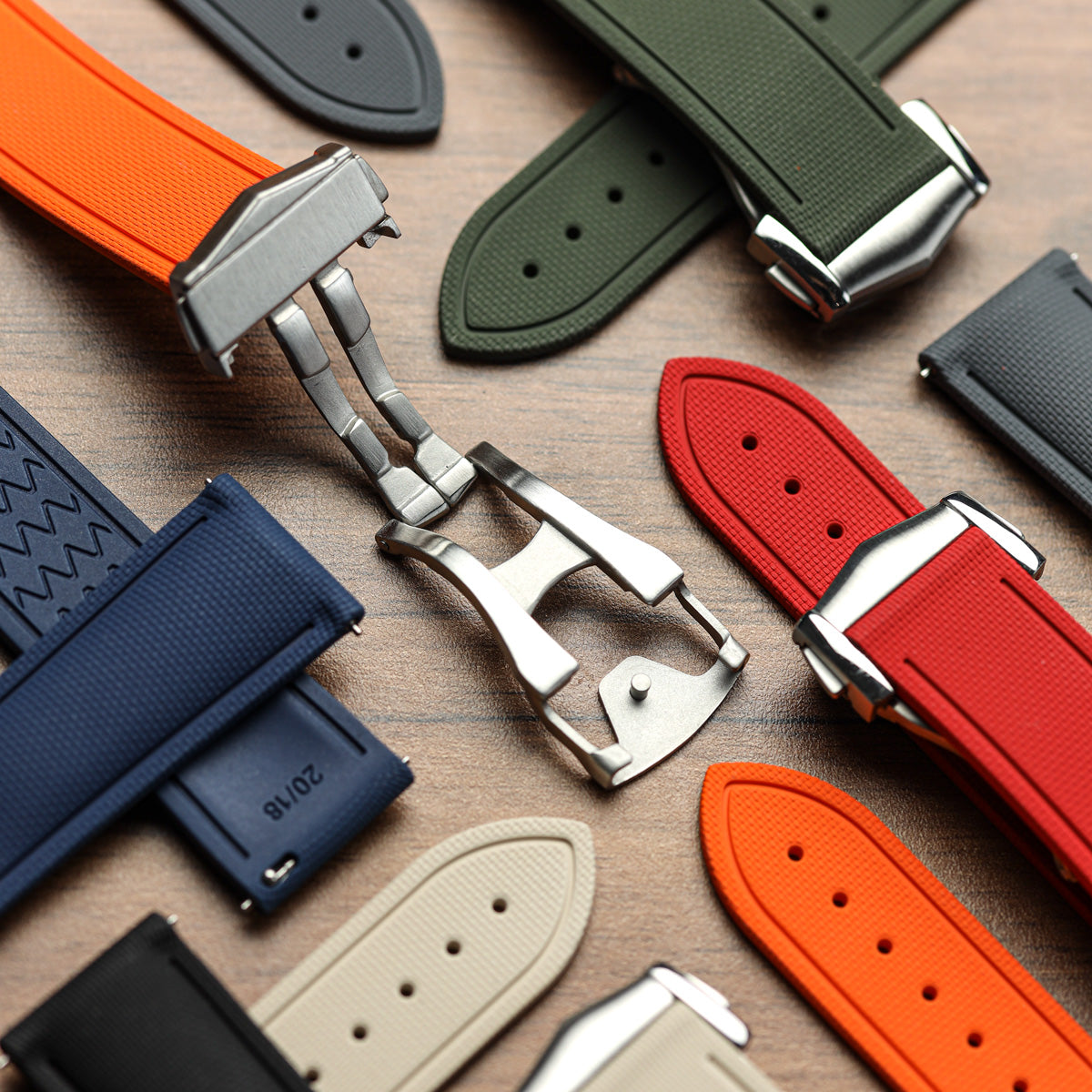 Endurance Rubber Deployant Watch Strap - Flare Orange
