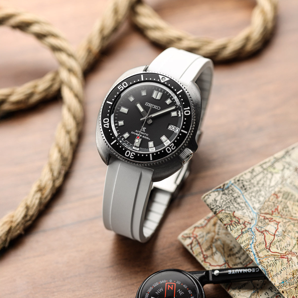 Radius CTS Rubber Watch Strap - Ice White on Seiko