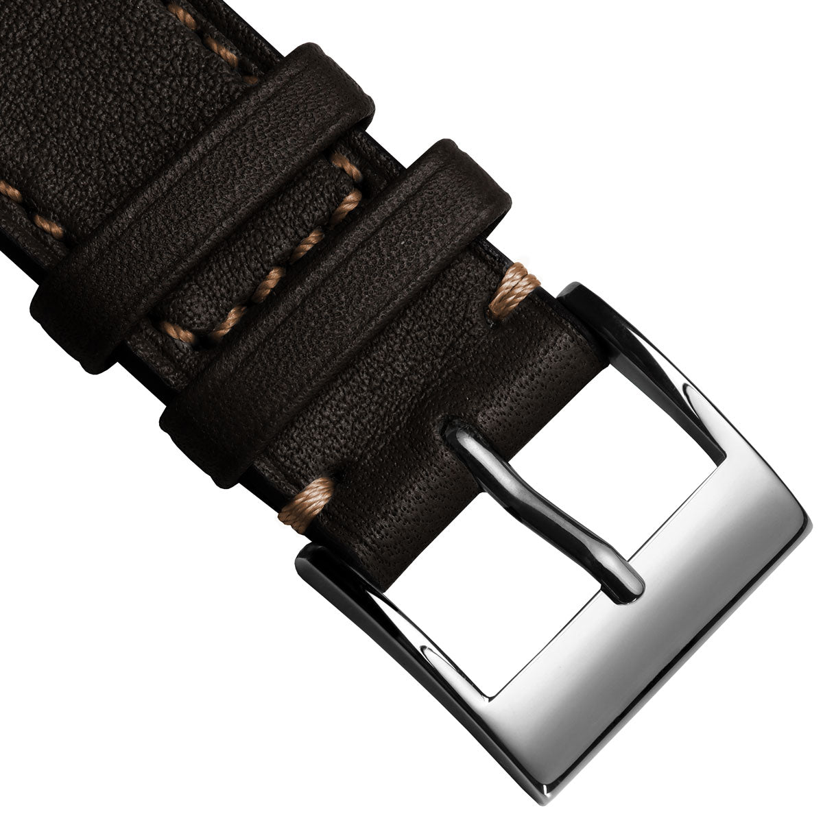 Leuven Cavallo Flat Handmade Horse Leather Watch Strap - Chocolate Brown