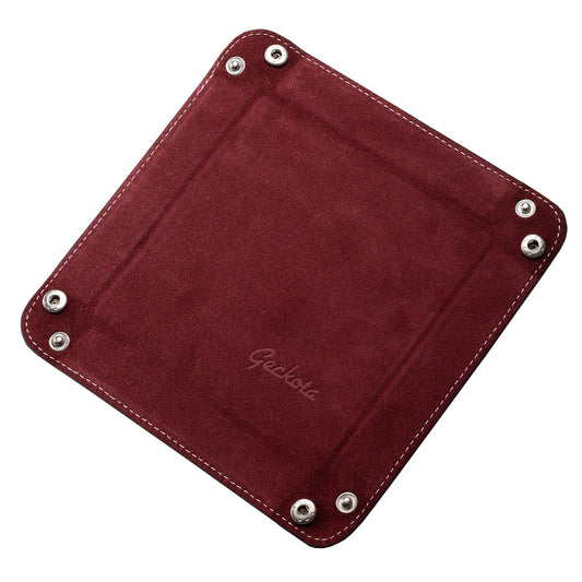 Genuine Leather Watch Tray - Red Nubuck