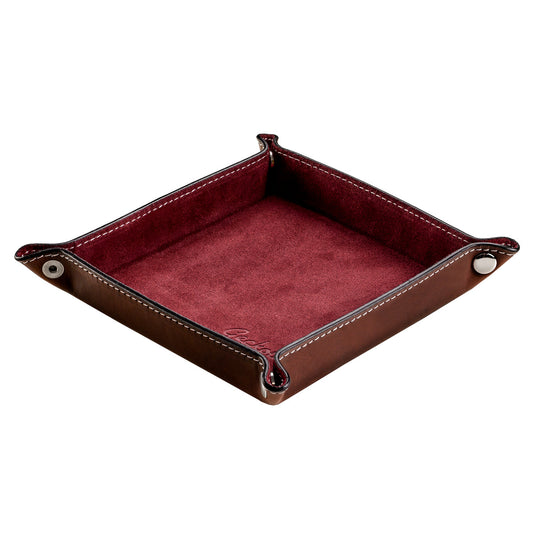 Genuine Leather Watch Tray - Red Nubuck