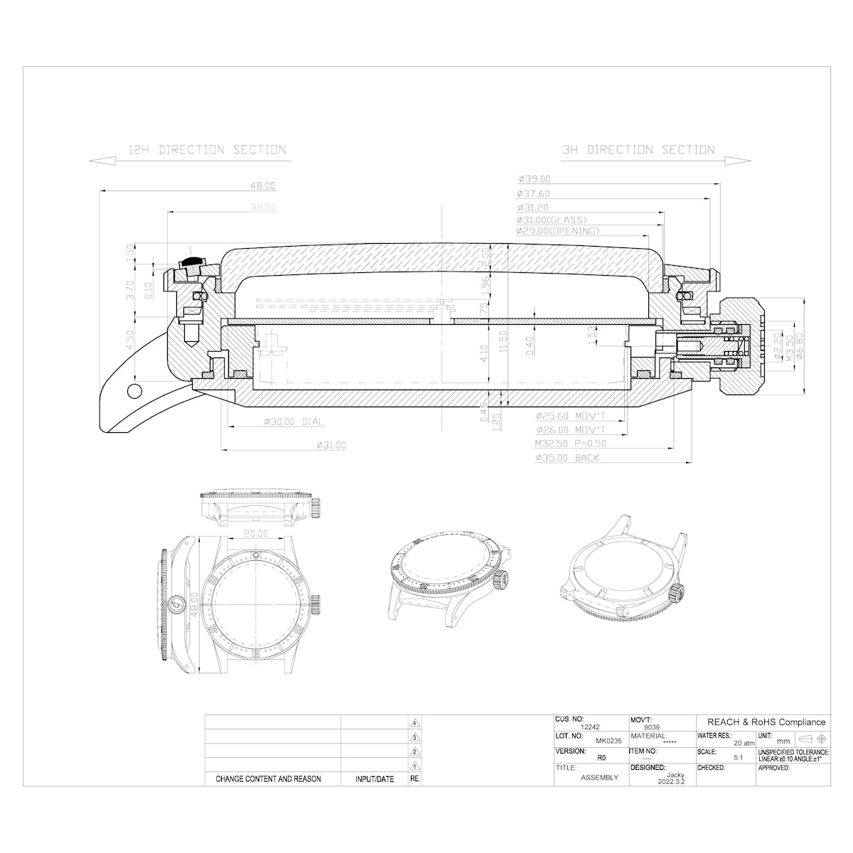 Ocean-Scout Dive Watch Royal Blue LIKE NEW