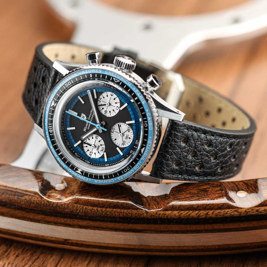 Nivada Grenchen Chronoking Racing II Blue - Black Racing Strap