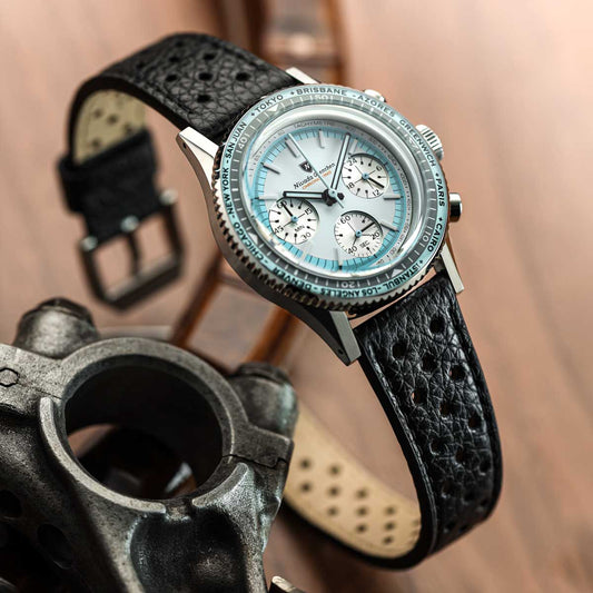 Nivada Grenchen Chronoking Racing II Grey - Black Racing Strap