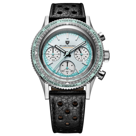 Nivada Grenchen Chronoking Racing II Grey - Black Racing Strap