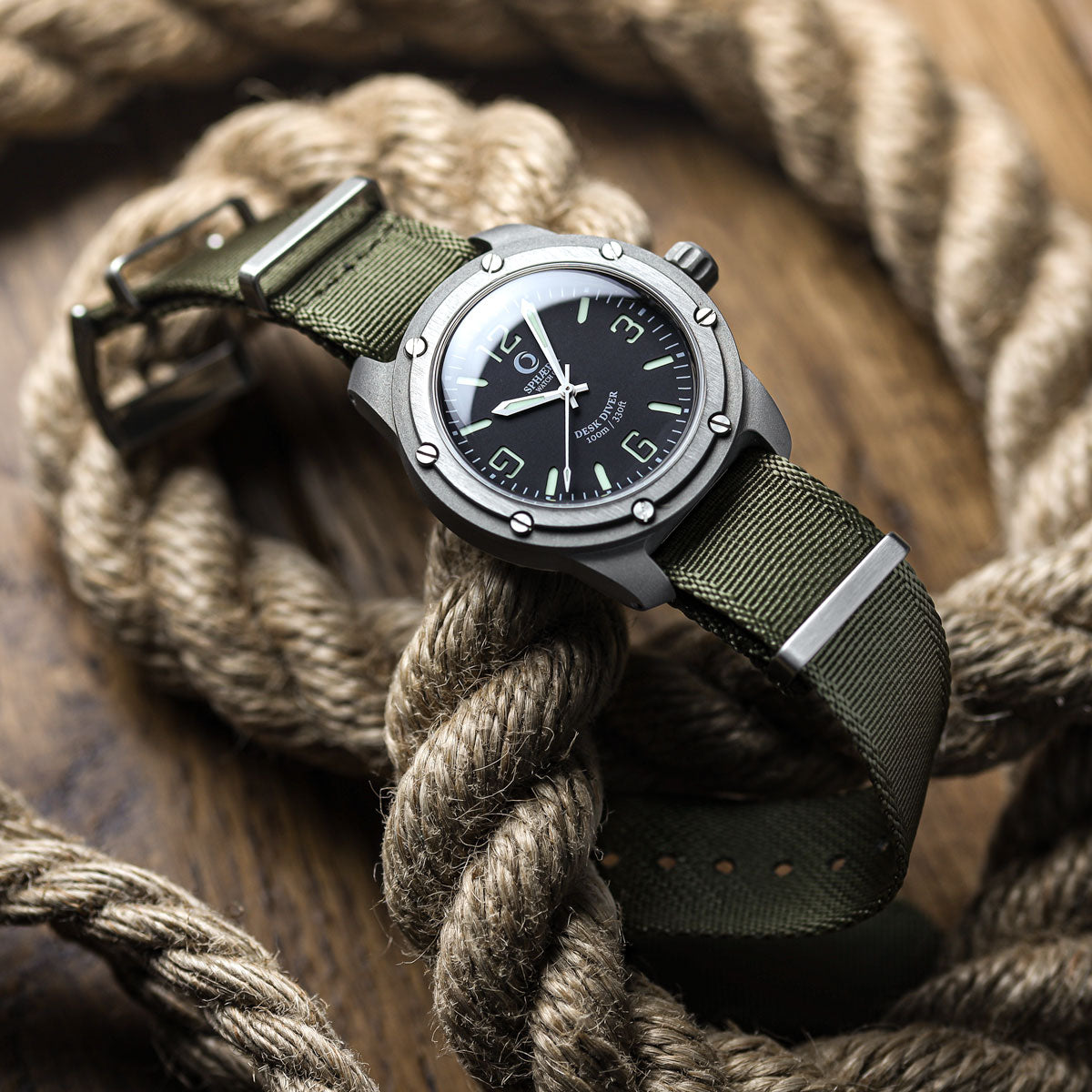 WatchGecko Signature Military Nylon Watch Strap - Olive Green