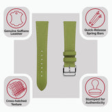 Brixham Saffiano Leather Watch Strap - Avocado Green