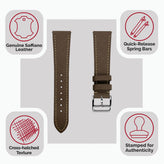 Brixham Saffiano Leather Watch Strap - Brown