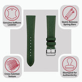 Brixham Saffiano Leather Watch Strap - Jasper Green