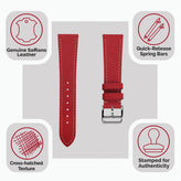 Brixham Saffiano Leather Watch Strap - Red
