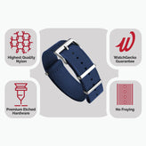 WatchGecko Signature Military Nylon Watch Strap - Blue