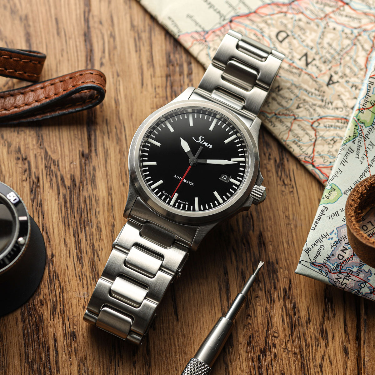 Sinn 556 I RS Automatic Sports Watch - Black Dial - Solid Bracelet