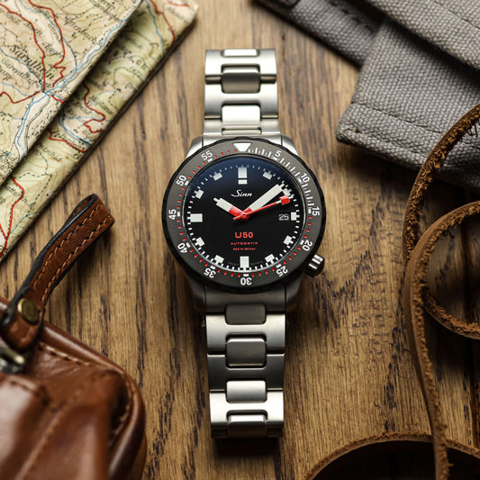 Sinn U50 SDR (Tegiment Black Bezel) - Black Dial - Solid bracelet