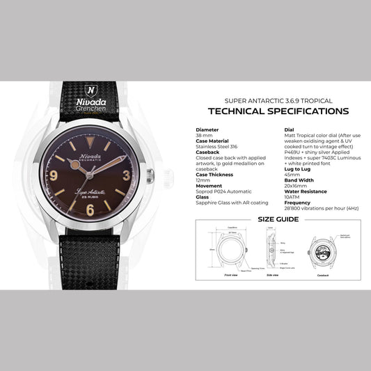 Nivada Grenchen Super Antarctic 3.6.9 Tropical - 38mm - Black Racing