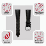 Tenby Padded Genuine Leather Watch Strap - Classic Black