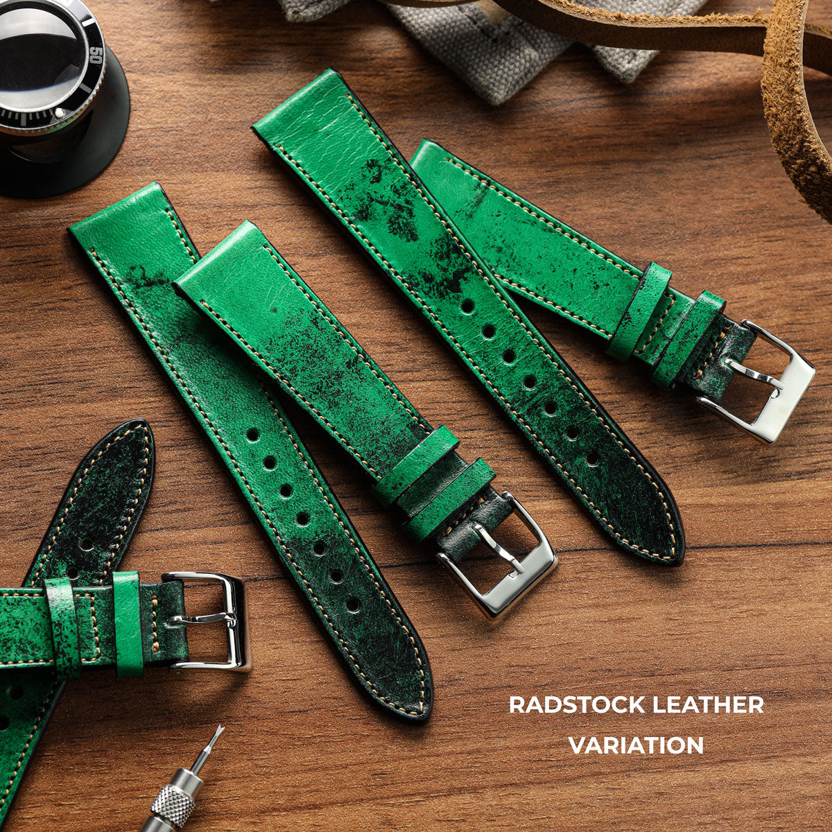 Radstock Vintage Genuine Leather Watch Strap - Vintage Green