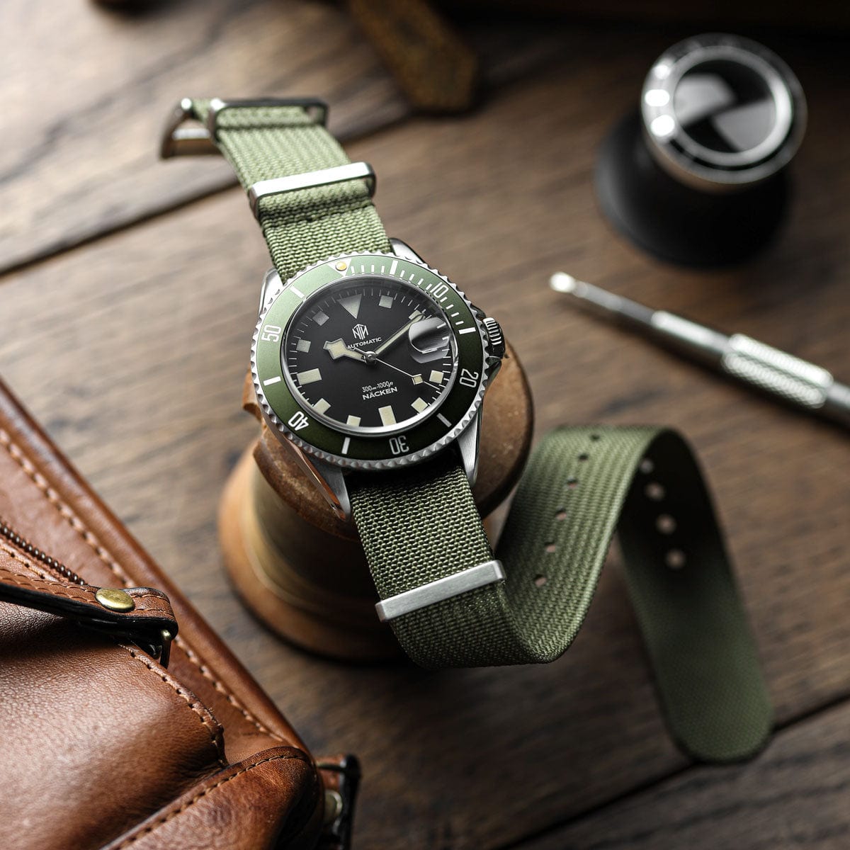 NTH Näcken Dive Watch - Reef Green - Ridge Nylon - WatchGecko Exclusive