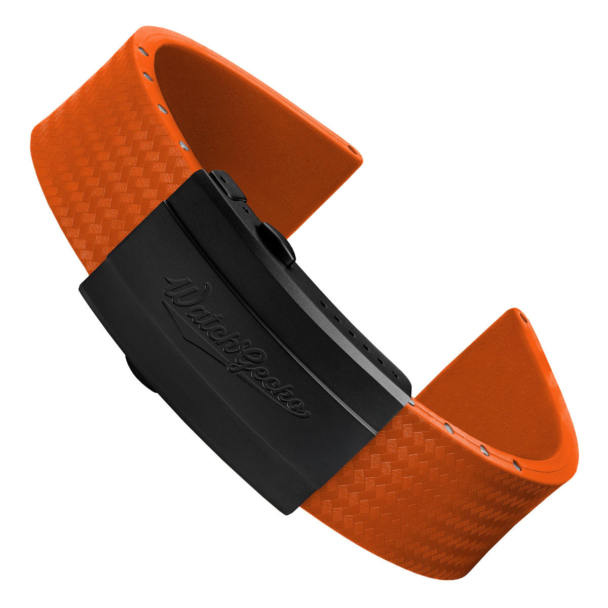 WatchGecko 400 Italian Rubber Divers Reversible Watch Strap - Orange - IP Black