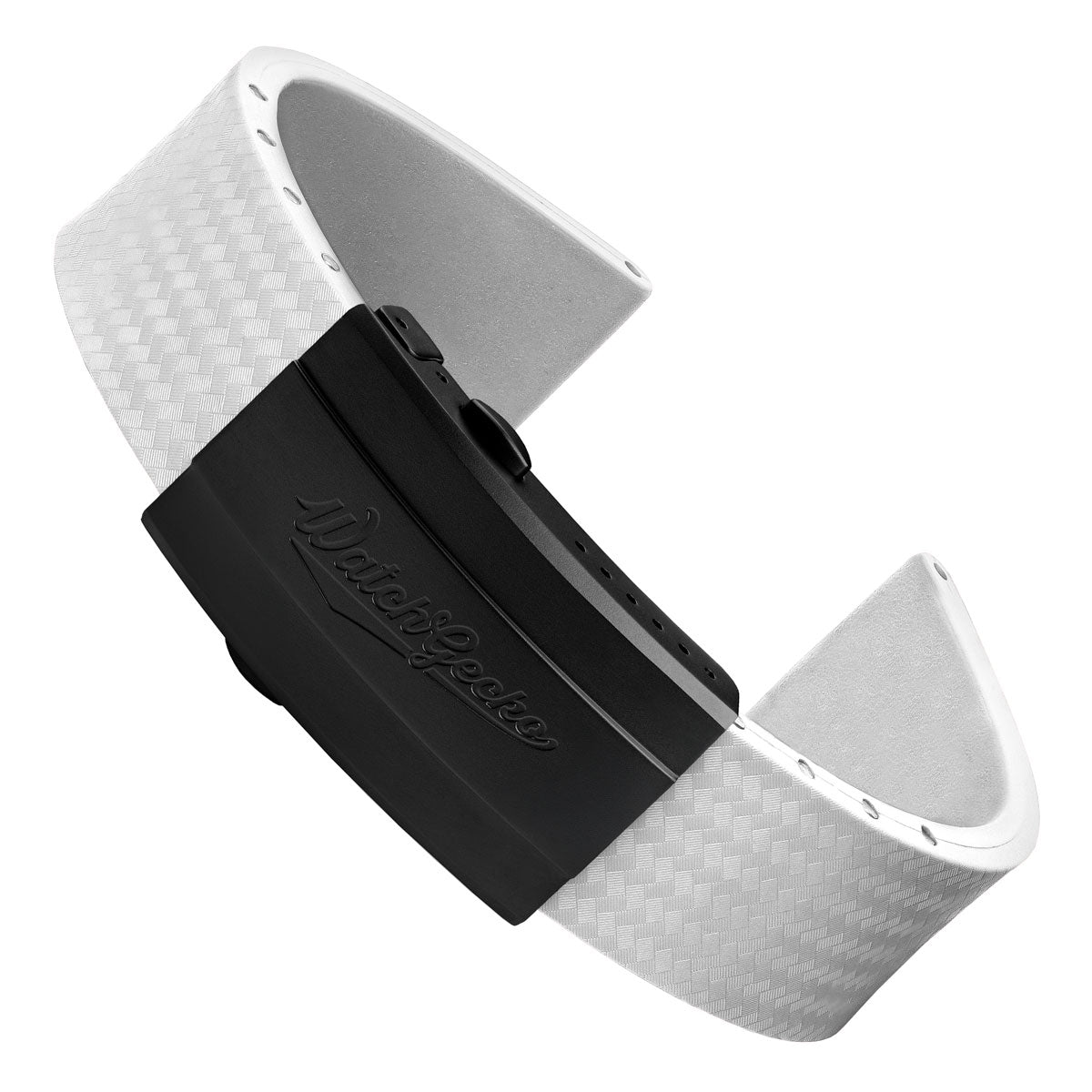 WatchGecko 400 Italian Rubber Divers Reversible Watch Strap - White - IP Black