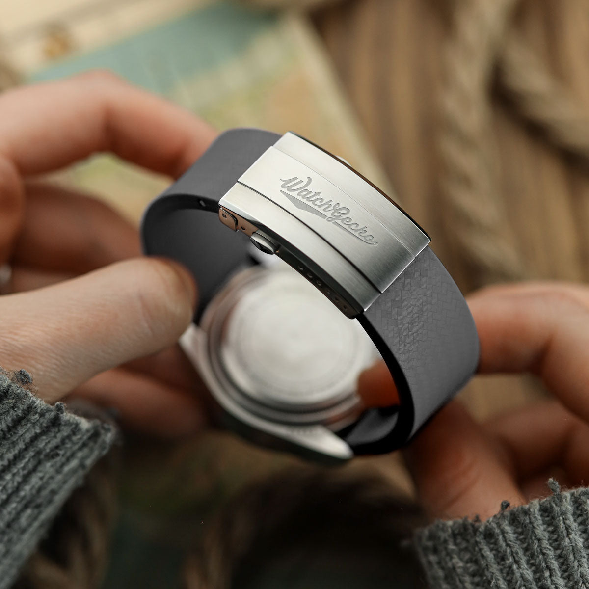 Push Button Divers Deployant Buckle - Super Luminova