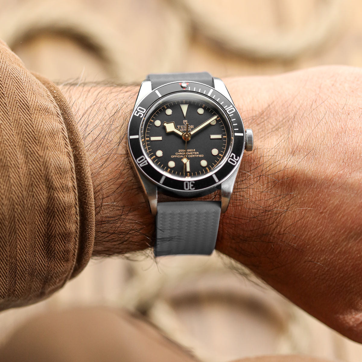 400 CTS Italian Rubber Divers Reversible Watch Strap - Cloud Grey - Brushed / Polished
