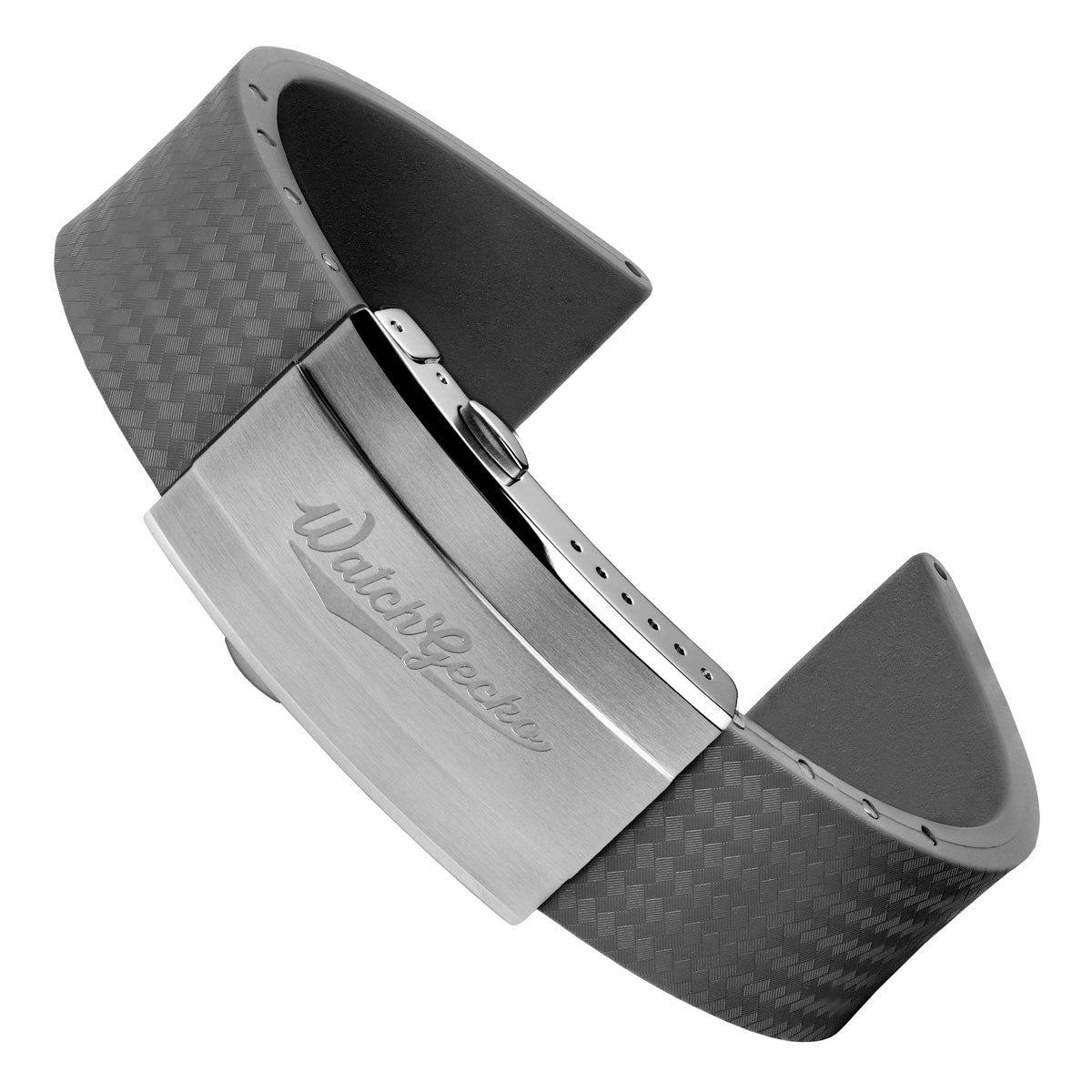 WatchGecko 400 Italian Rubber Divers Reversible Watch Strap - Cloud Grey - Brushed / Polished