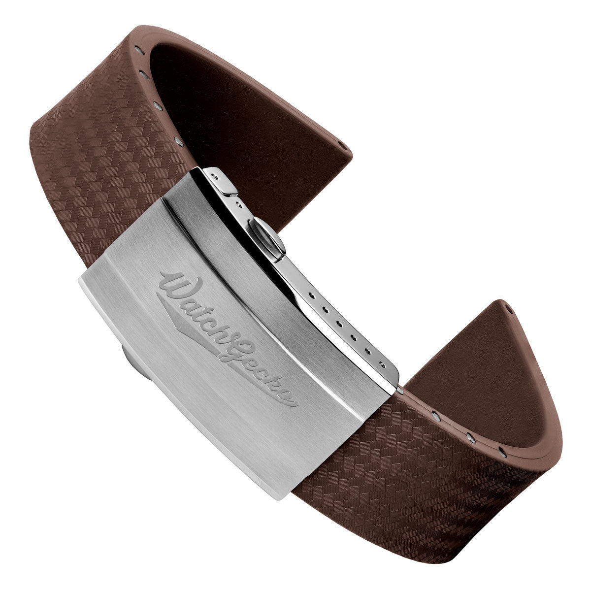 WatchGecko 400 Italian Rubber Divers Reversible Watch Strap - Brown - Brushed / Polished