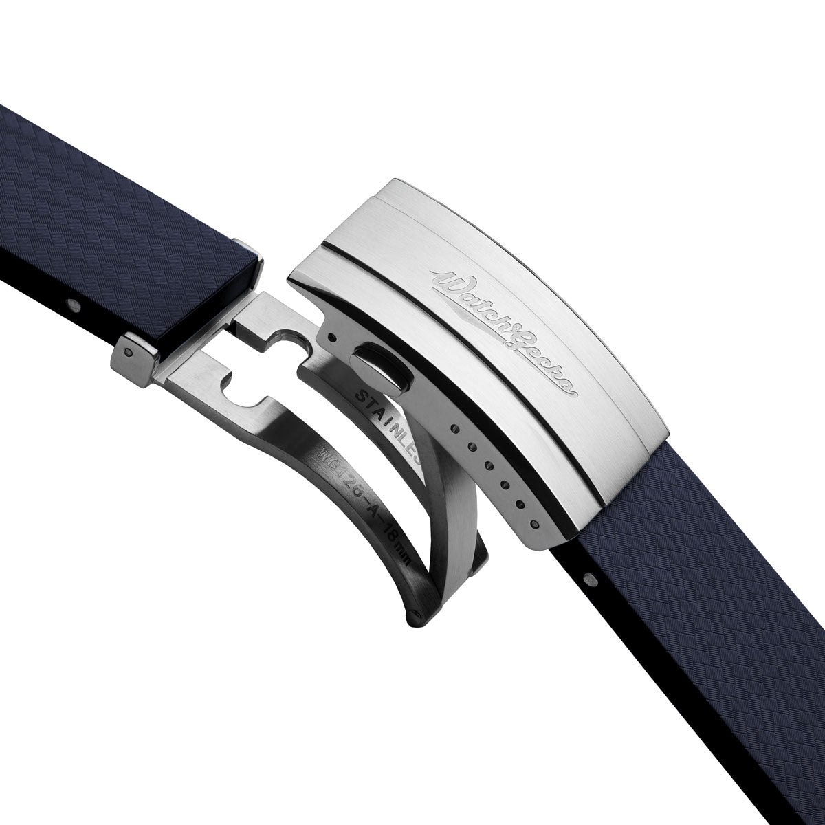 400 CTS Italian Rubber Divers Reversible Watch Strap - Dark Blue - Brushed / Polished