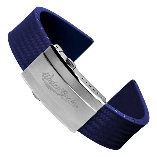400 CTS Italian Rubber Divers Reversible Watch Strap - Royal Blue - Brushed / Polished