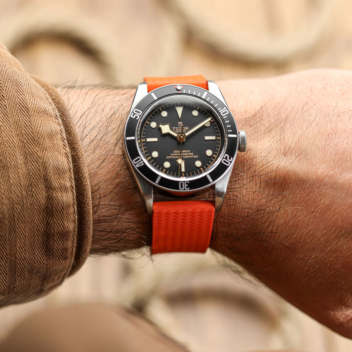 WatchGecko 400 Italian Rubber Strap 2 Additional Parts - Orange