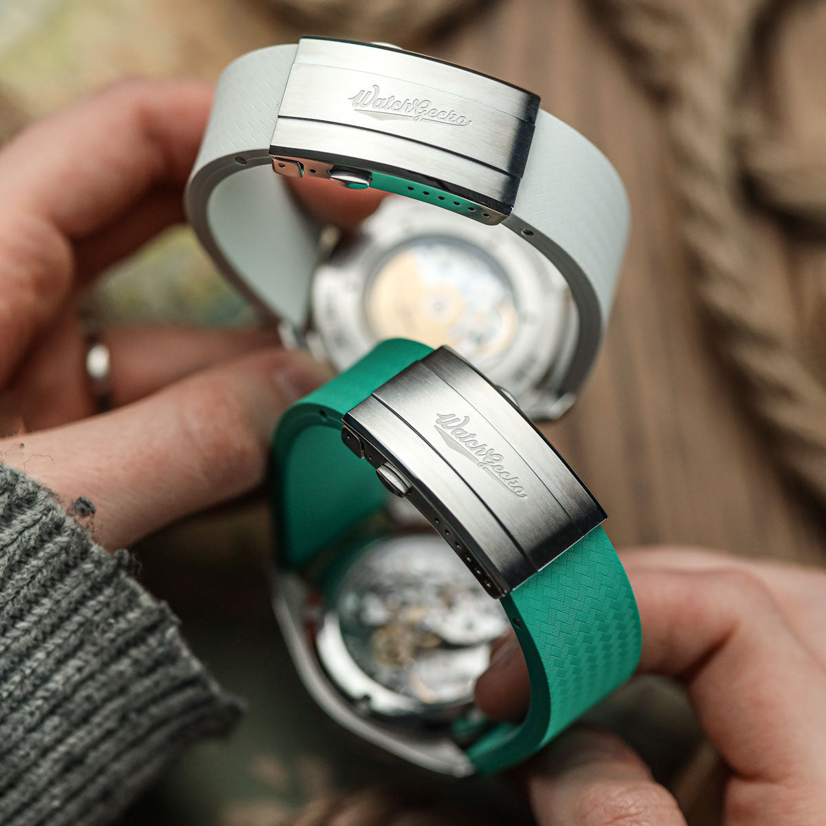 Push Button Divers Deployant Buckle - Sandblasted