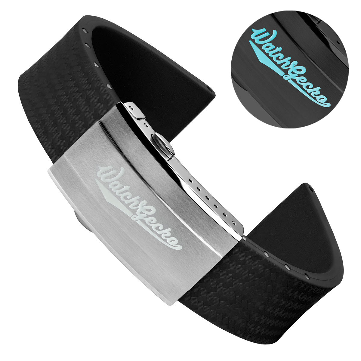 400 CTS Italian Rubber Divers Reversible Watch Strap - Black - Super Luminova