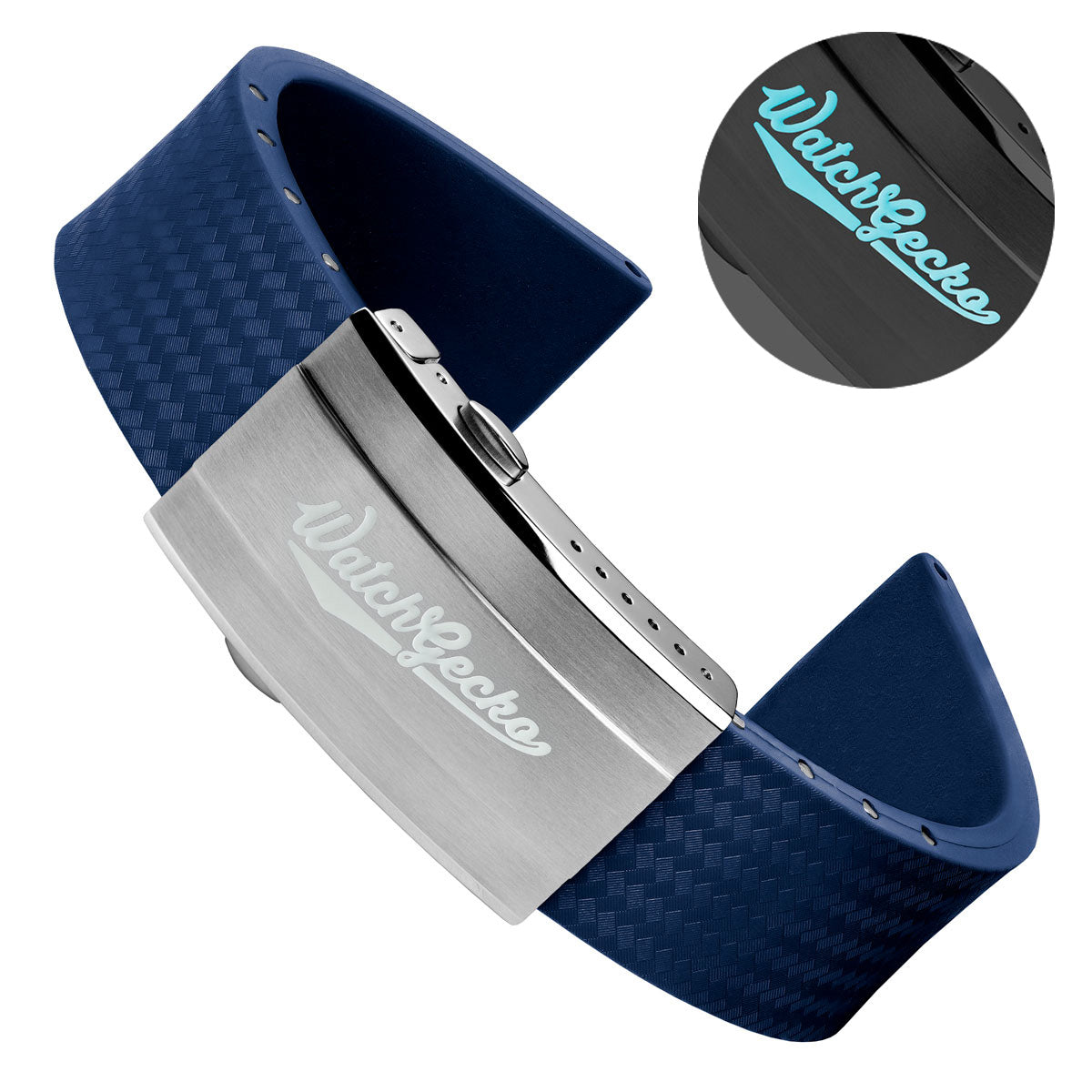 400 CTS Italian Rubber Divers Reversible Watch Strap - Navy Blue - Super Luminova