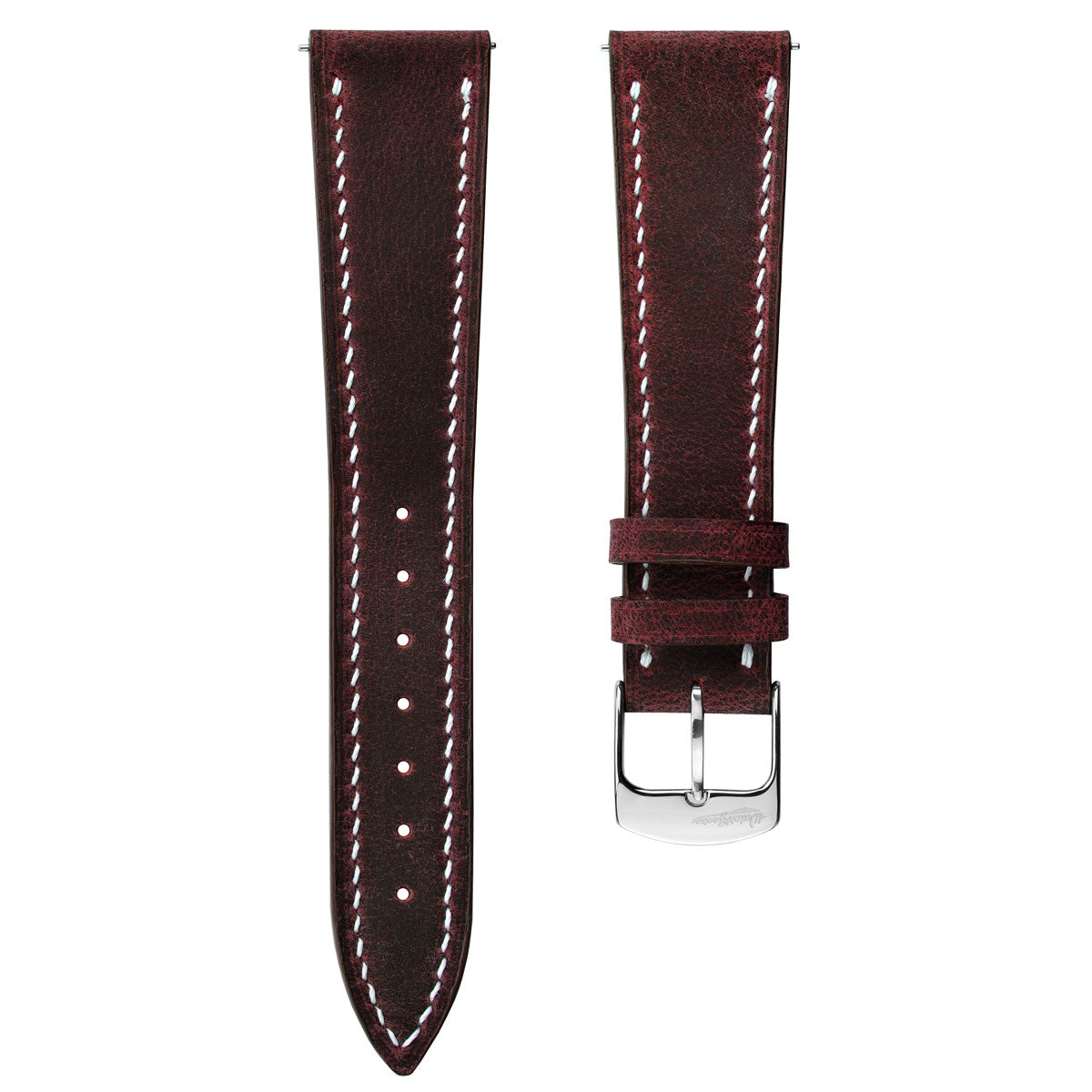 Hanley Crazy Horse Leather Watch Strap - Bordeaux