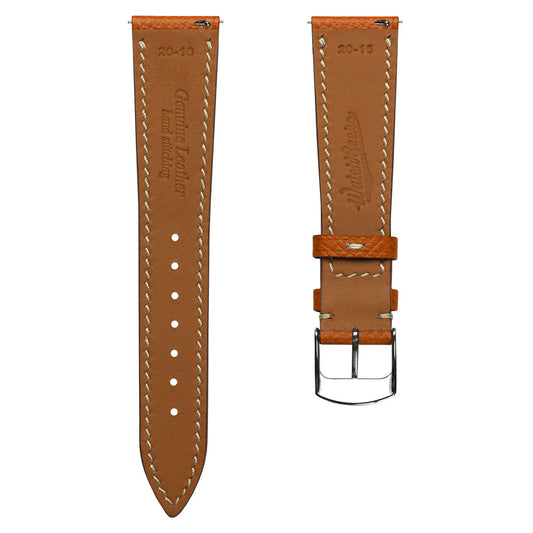 Hanley Textured Epsom Hand-Stitched Leather Watch Strap - Orange